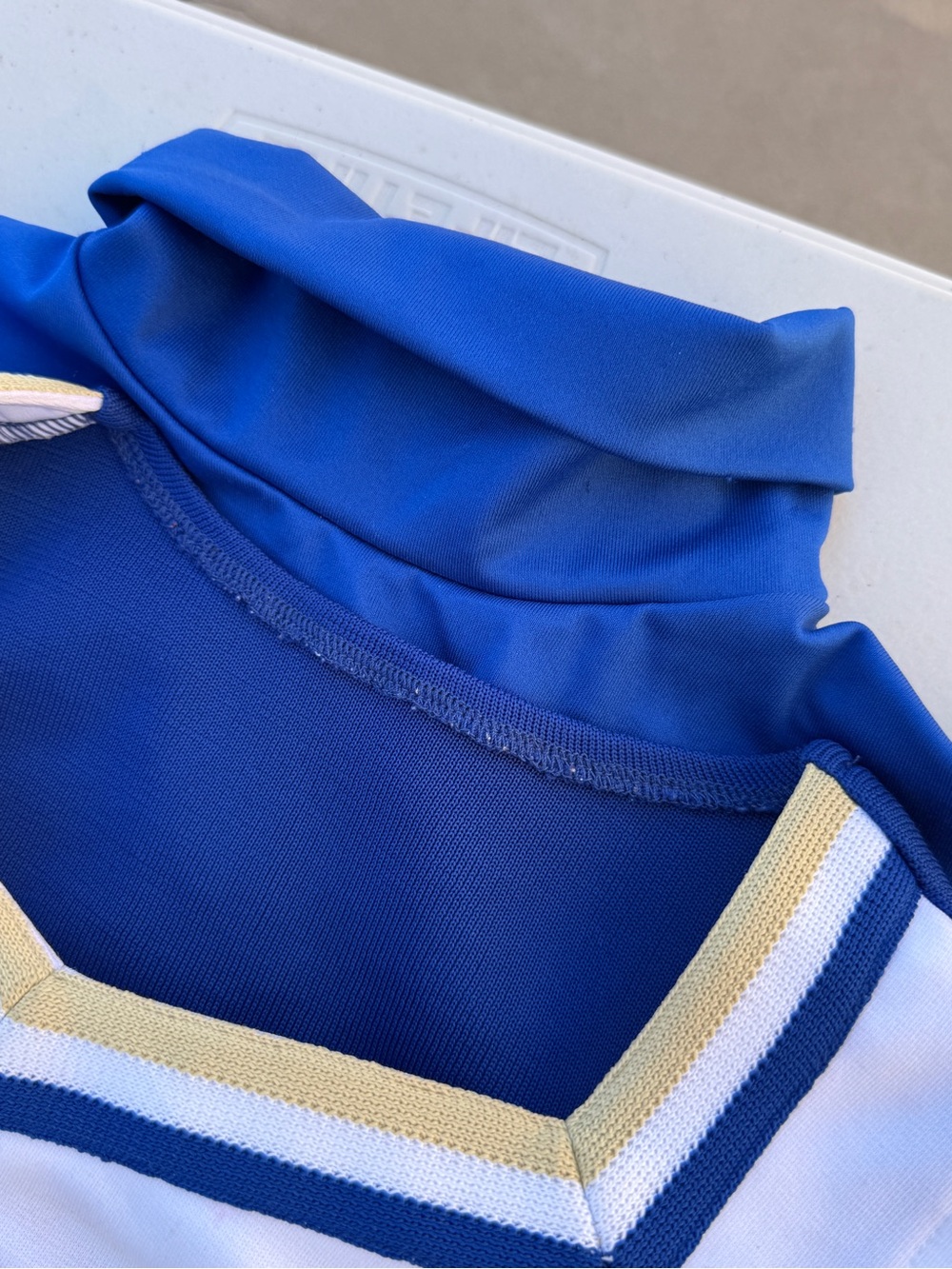Vibrant Royal Blue and Gold Highland Hornets Cheerleading Uniform - Picture 4 of 11